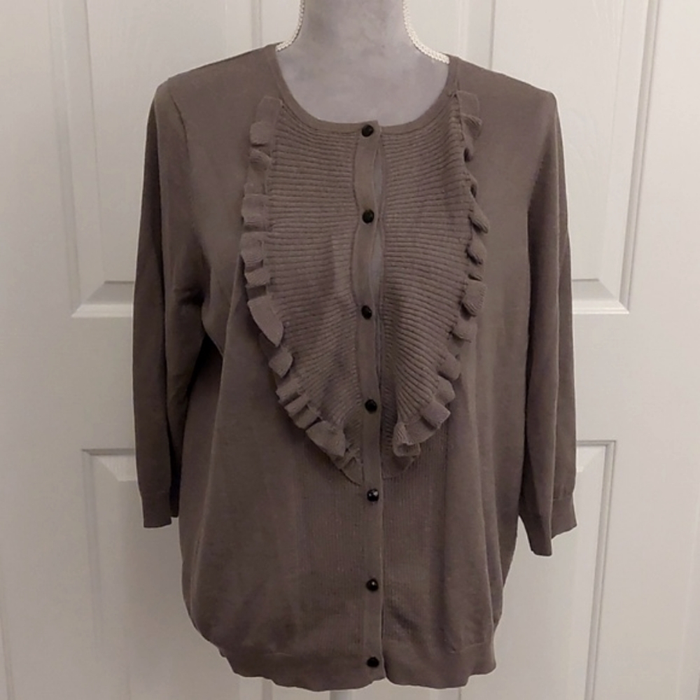 Ann Taylor wool/cashmere blend gray cardigan, size L